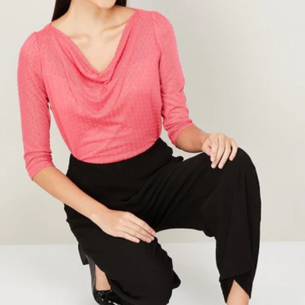 NWT Pink Draped 3/4 Sleeve Blouse